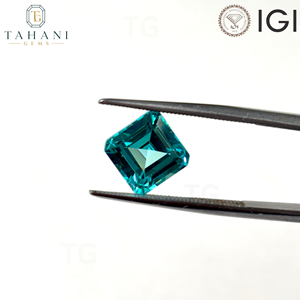 พลอยสังเคราะห์ AG Lab รูปทรง Asscher Octagon สีฟ้าพาราอิบาทองแดง YAG GARNET สำหรับทำเครื่องประดับ ได้รับการรับรองจาก IGI ขนาด 5x7 มม.-8x10 มม. - Product Image 2