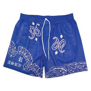 High Street <b>Men's</b> Gym Mesh Shorts Elastic Waist Custom <b>Bandana</b> Print Breathable for Beach Board Basketball-Wholesale Fashion - Product Image 4