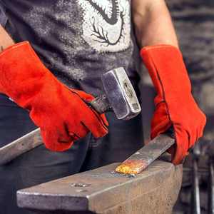 New Premium Cow Split Leather Welding <b>Gloves</b> <b>Long</b> Cowhide Genuine Leather Safety <b>Gloves</b> Work Protection Industrial Welding - Product Image 5