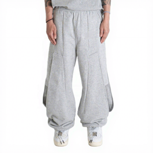 Custom Men's High Waist Straight Pattern Fleece Oversized Cargo Track Pants Streetwear Baggy Stacked Joggers Casual Style - Product Image 1