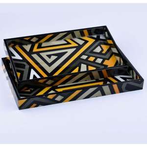 Accessoires de décoration de la maison plateau de service en bois émaillé imprimé plateaux décoratifs taille personnalisée plateau moderne de qualité supérieure ensembles de cadeaux - Product Image 2