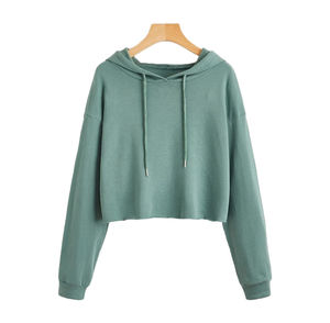 Hoodie court pour femme OEM 100% coton, doux, respirant, décontracté, avec logo personnalisé, pour marques de gros mondiales - Product Image 1