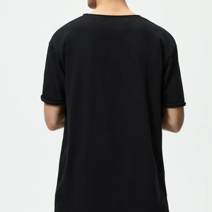 T-shirt noir personnalisé pour homme, de haute qualité, confortable, décontracté, prix bas, t-shirt uni en gros - Product Image 3