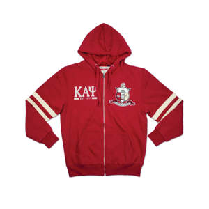 Logotipo personalizado 60% algodón 40% poliéster 350 GSM polar chenilla bordado carmesí KAP cremallera Sudadera con capucha - Product Image 1