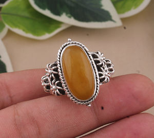Anillo de Calcita Naranja Natural, anillo de calcita de forma ovalada, anillo de Plata de Ley 925 para mujer, joyería hecha a mano, regalo de aniversario - Product Image 1