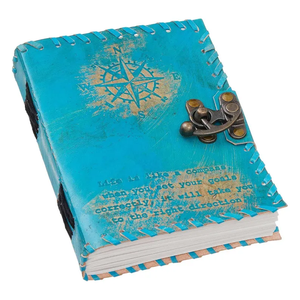 Handmade Turquoise Leather Hardcover <b>Journal</b> Hand Stitched Binding Compass Embossed Quote Diary Vintage <b>Writing</b> Gifts Acid-Free - Product Image 5