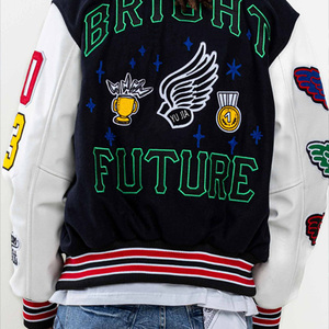 Marque privée personnalisée pour hommes vestes en toile quantité minimale de commande bas jaune Letterman Baseball Varsity Jacket Chenille Broderie Saison d'hiver - Product Image 5