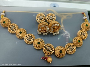 Exclusivo estilo Bollywood Golden Mett Antique Mina Collar Set - Product Image 2