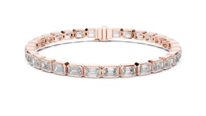 Pulsera de Tenis para Mujer en Oro Blanco Macizo de 18 Quilates con Baño de Rodio, Diamantes Naturales con Corte Esmeralda en Engaste de Bisel, Certificado IGI, Diamantes Auténticos - Product Image 4