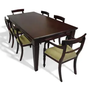 패밀리 스타일 레스토랑 식탁 세트 마호가니 나무 8 의자 실내 고급 테이블과 상업용 가구 세트 용 의자