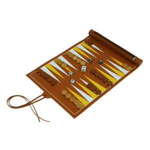 Custom Luxury Quality PU Leather Roll-up <b>Backgammon</b> Set with Two Dice Cup Portable <b>Travel</b> Engraved <b>Backgammon</b> Board - Product Image 2