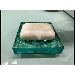 Porte-savon carré moderne portable à drainage automatique, en résine brillante de luxe, finition de surface personnalisée pour salle de bain - Product Image 2