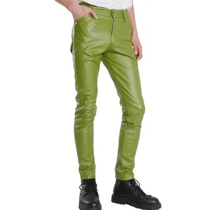 OEM กางเกงหนังแท้สีเขียวพรีเมี่ยมสำหรับผู้ชายเอวสูง & ทรงปกติน้ำหนักเบาคุณภาพสูงระบายอากาศได้ดี - Product Image 1