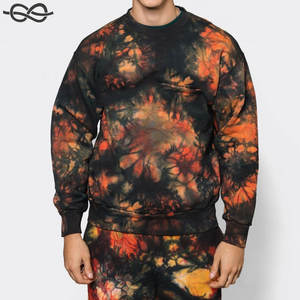 Sudadera teñida a mano de manga larga de corte regular 100% algodón Sudadera de color naranja, rojo al por mayor - Product Image 1