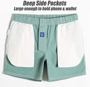 Pantalones cortos informales de algodón de corte clásico para hombre, cintura elástica con múltiples bolsillos, uso diario, traje de verano para caminar - Product Image 3