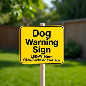 Panneau d'avertissement pour chien L250xW150mm Jaune/Noir en plastique pour jardin - Product Image 3