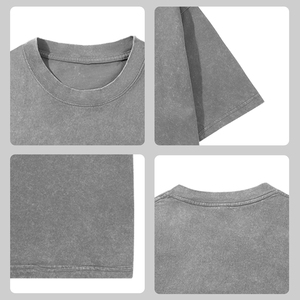 Camiseta de gran tamaño con logotipo personalizado, ropa de calle de tendencia de algodón pesado lavado Vintage de EE. UU., ropa de calle de moda con estampado personalizado para hombres - Product Image 5