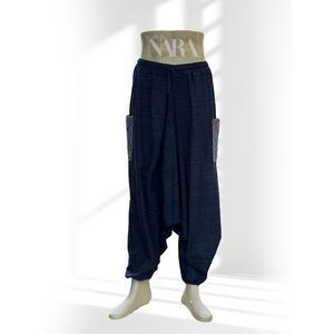 Hmong surdimensionné poche 100% coton taille élastique léger décontracté toile sarouel - Product Image 3