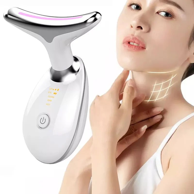 EMS Lifting Beauty Device Neck Anti Wrinkle Face LED Photon Therapy Skin Care Tighten Massager Reduce Double Chin Wrinkle Remove