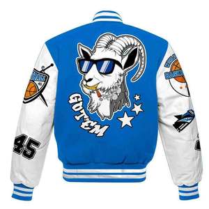 Blue Varsity Jacket 23 Patch GOAT Gráfico Baloncesto Letterman Coat Hip Hop Streetwear Retro Baseball Bomber - Product Image 6