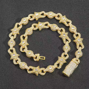 Chaîne cubaine en argent 925 étincelante, 10 mm, diamants de laboratoire taille brillant, plaquée or, colliers pour tous les jours, cadeau unisexe, IGI - Product Image 4