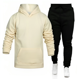 Custom High Quality 100% Cotton French Terry Tracksuit New Year Christmas Jogger <b>Set</b> with Raw Hem Cut <b>Sew</b> for Winter Sports - Product Image 1