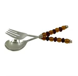 Brass <b>Salad</b> <b>Spoon</b> Restaurant Flatware Cutlery <b>Spoon</b> Mirrored steel Resin handle Handle - Product Image 4
