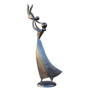 Statue de sculpture attrayante de femme et d'enfant en bronze en métal moderne pour les Sculptures décoratives de bureau d'hôtel à la maison - Product Image 1