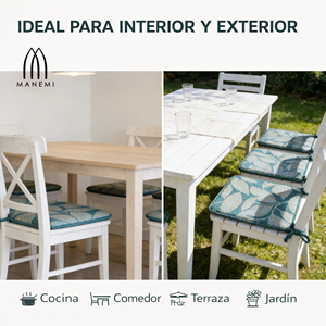 Cojín para Silla con Diseño de Plantas, 40x40x2 cm, 100% Poliéster, Repelente al Agua, Acolchado, Funda Extraíble, Fácil de Limpiar, con Cierre, para Exteriores - Product Image 3