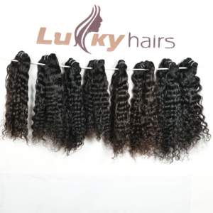 Vague naturelle non traitée vierge cuticule alignée machine double trame faisceau bouclé couleur noire tissage de cheveux humains vietnamiens - Product Image 2