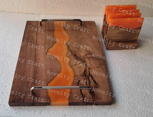 Dessous de verre en résine époxy Bois et résine Plateau de service décoratif en résine époxy et bois pour hôtels et restaurants - Product Image 3