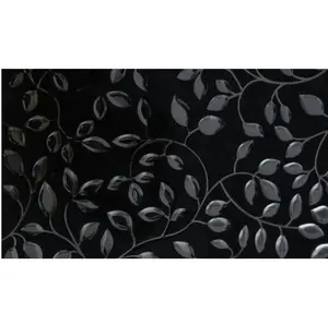 Ubin dinding keramik Digital hitam Premium motif daun kustom untuk Styling dinding rumah dan Hotel dengan harga terbaik