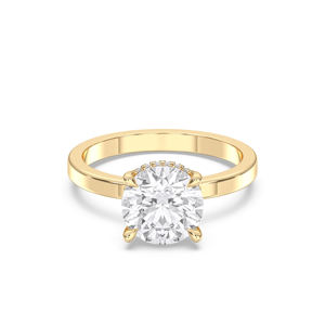 Juego de puntas de anillo de compromiso de diamante solitario de 3,13 quilates de corte redondo de quilates en plata de ley chapada en oro para mujer - Product Image 5