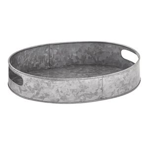 Galvanized Iron with Handles Serving <b>Tray</b> - Farmhouse Oval <b>Tray</b> - Product Image 2