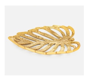 Plateau de service en feuille de palmier doré, rangement en aluminium, plateau en métal design, disponible en Inde, au prix de gros - Product Image 1