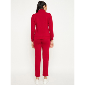 OEM al por mayor Unisex rojo 100% algodón ecológico invierno chándal personalizado con cremallera pantalones de chándal de gran tamaño Sudadera con capucha conjunto de talla grande sólido - Product Image 4