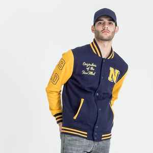 Vestes universitaires High Street Style pour hommes, col montant, logos en chenille brodés, veste universitaire Letterman en cuir de laine patché - Product Image 6