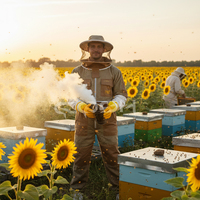 Imkeranzug mit Schutzschleier und langen Ärmeln, stichsicherer, belüfteter Anzug für die Bienenhaltung, Honigernte und Imkereibetrieb