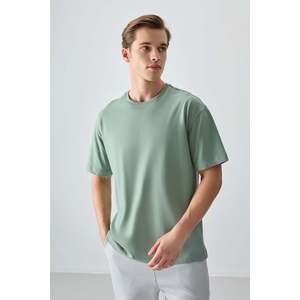 T-shirt basique pour homme Air Jones, coupe ample, 100% coton, épais, doux et texturé, vert cactus clair, modèle 88353 - Product Image 1