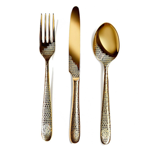 Nouveau design de couverts en métal en acier inoxydable, lot de 4 couverts de finition en or rose pour le dîner de mariage - Product Image 6