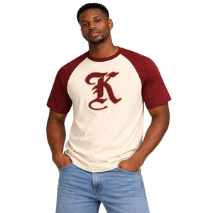 T-Shirt Premium in Cotone con Maniche Raglan e Ricamo in Ciniglia Neutro della Fraternità Greca Kappa Alpha Psi, Stile Old English K, Nupe 1911 - Product Image 1