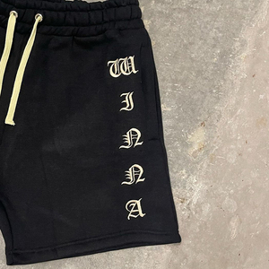 Summer Unisex <b>Drawstring</b> High Waist Workout Shorts Custom Logo Athletic Gym Embroidered Acid Wash Cotton Shorts - Product Image 3