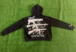 Sudadera con capucha Unisex personalizada de peso pesado desgastado bordado 100% algodón para hombre con cremallera completa ropa de patrón sólido - Product Image 3