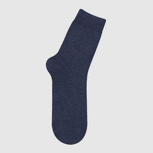 Chaussettes en coton pour hommes - Chaussettes habillées mi-mollet épaisses, couleur unie, design côtelé coréen pour le travail quotidien ODM-Plain D MC010 - Product Image 4