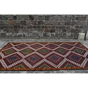 Tapis turc vintage grande surface 6.2 X 12.8ft classique marron vert Patchwork Design fait à la main laine Latex pour couloir chambre décor - Product Image 4