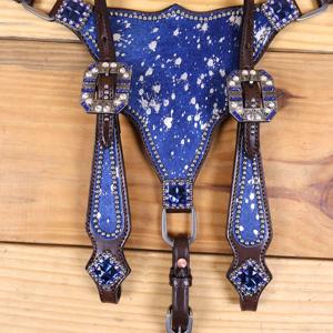 Western Leather Horse Headstall & Breastplate Set Western <b>Equestrian</b> Headstall Breast Collar Set - Product Image 5