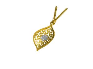 Ensemble de pendentifs en plaqué or fin 18 carats de créateur traditionnel pour femmes comprenant des boucles d'oreilles assorties pour les mariages et les fêtes - Product Image 2