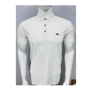 Camiseta de diseño clásico para hombre con logotipo frontal, mezcla de nailon suave, patrón sólido para viajes de oficina, informal inteligente para buscar a la venta - Product Image 1