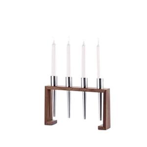 Candelabros con base de madera de Metal de lujo Diseño elegante para eventos especiales de Navidad Exhibición elegante de velas para detalles en el hogar - Product Image 1