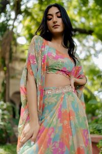 Blouse Koti en Acétate à Imprimé Numérique Style Western Fantaisie de Créateur avec Bas Western pour Femmes Fabzone FZBE - Product Image 5